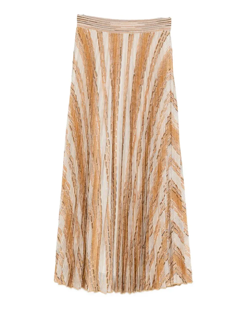 Missoni zigzag-knit pleated midi skirt - Nude Nude