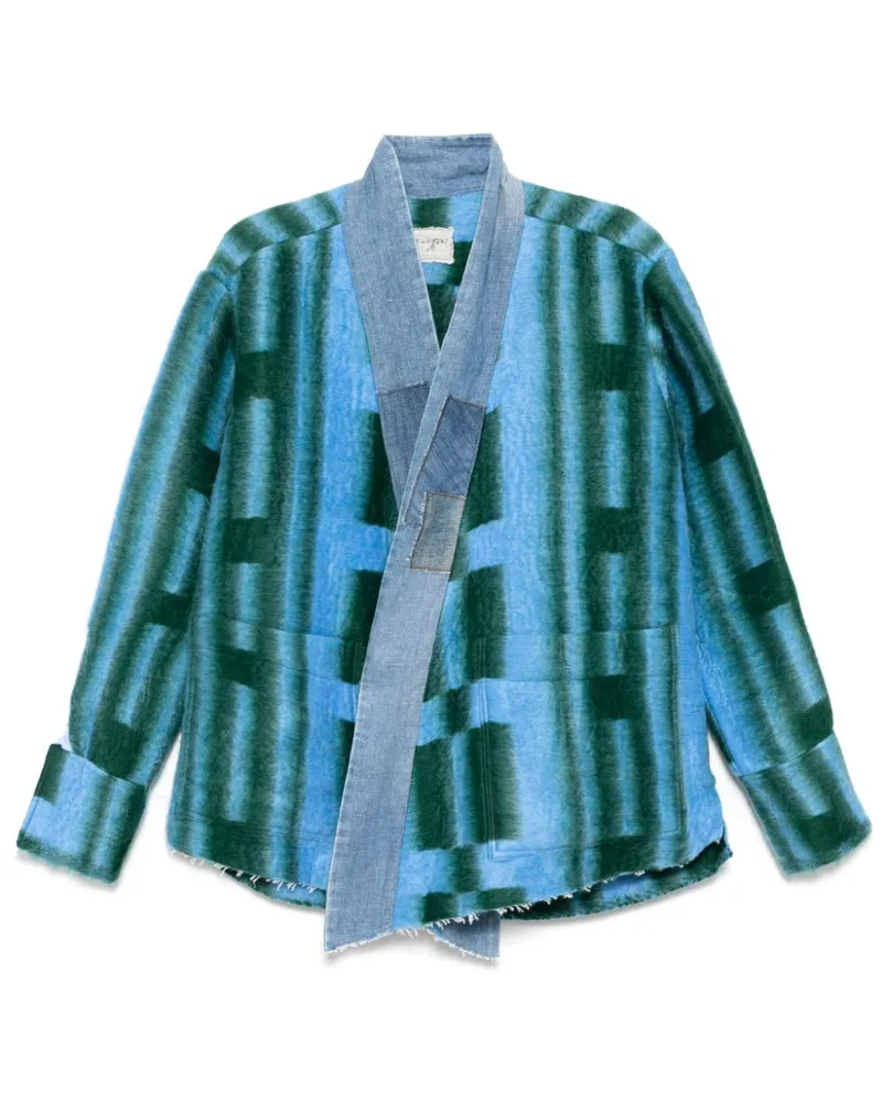 Greg Lauren Karierte Jacke - Blau Blau