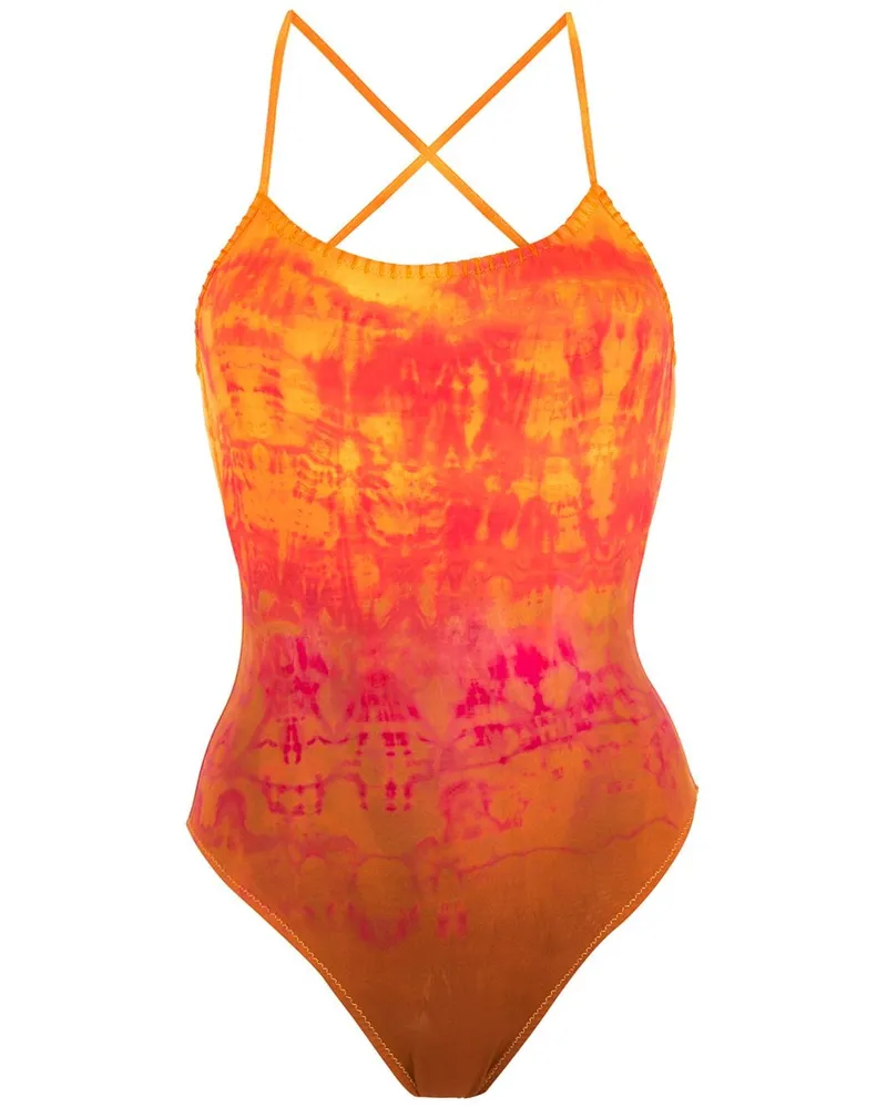 Amir Slama Bestickter Badeanzug - Orange Orange