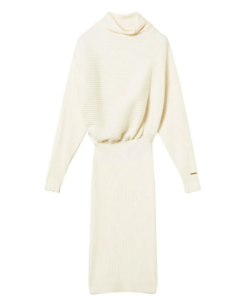 Twin-Set Midikleid mit Stehkragen - Weiß Weiß