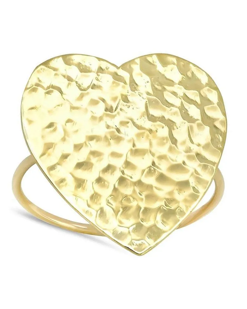 Jennifer Meyer 18kt Gelbgoldring in Herzform mit gehämmertem Finish Gold