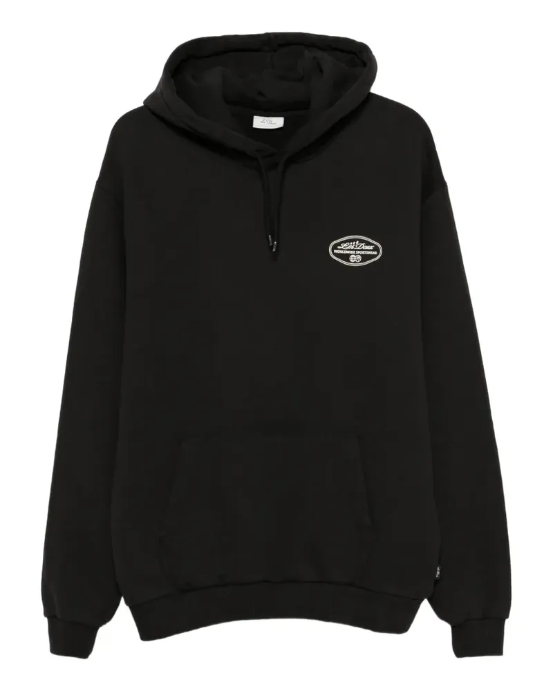 LES DEUX Worldwide Hoodie mit Logo-Print - Schwarz Schwarz
