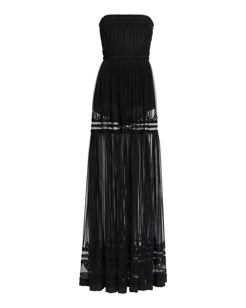 Elie Saab Schulterfreies Maxikleid - Schwarz Schwarz