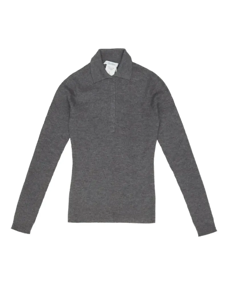 Max Mara ribbed-knit V-neck long-sleeve T-shirt - Grau Grau