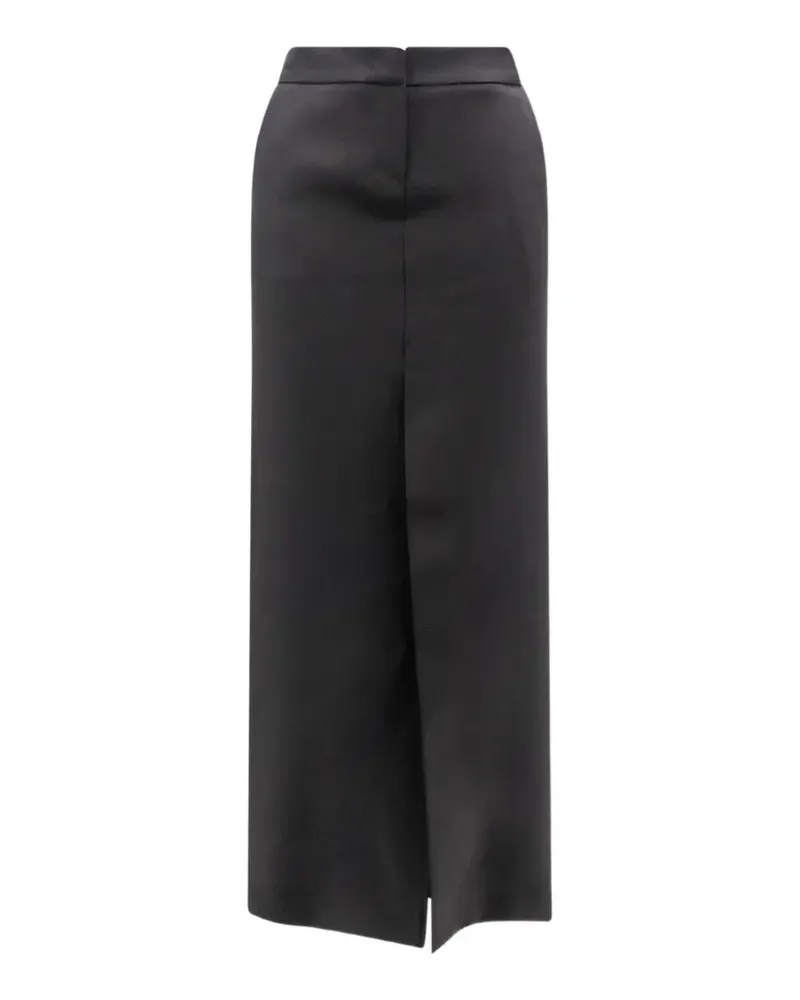 ACTUALEE satin-finish front-slit midi pencil skirt - Schwarz Schwarz