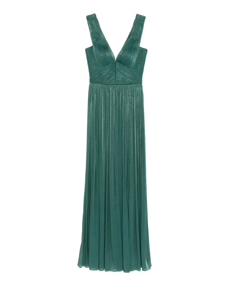 COSTARELLOS Anilia pleated V-neck maxi dress - Grün Grün