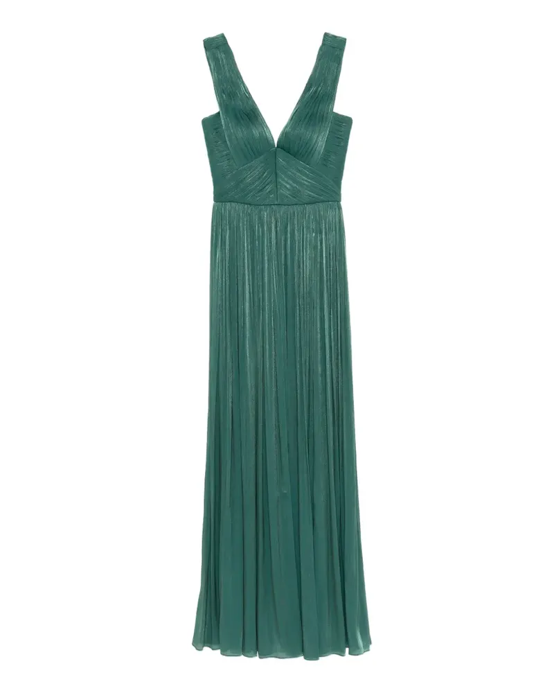 COSTARELLOS Anilia pleated V-neck maxi dress - Grün Grün