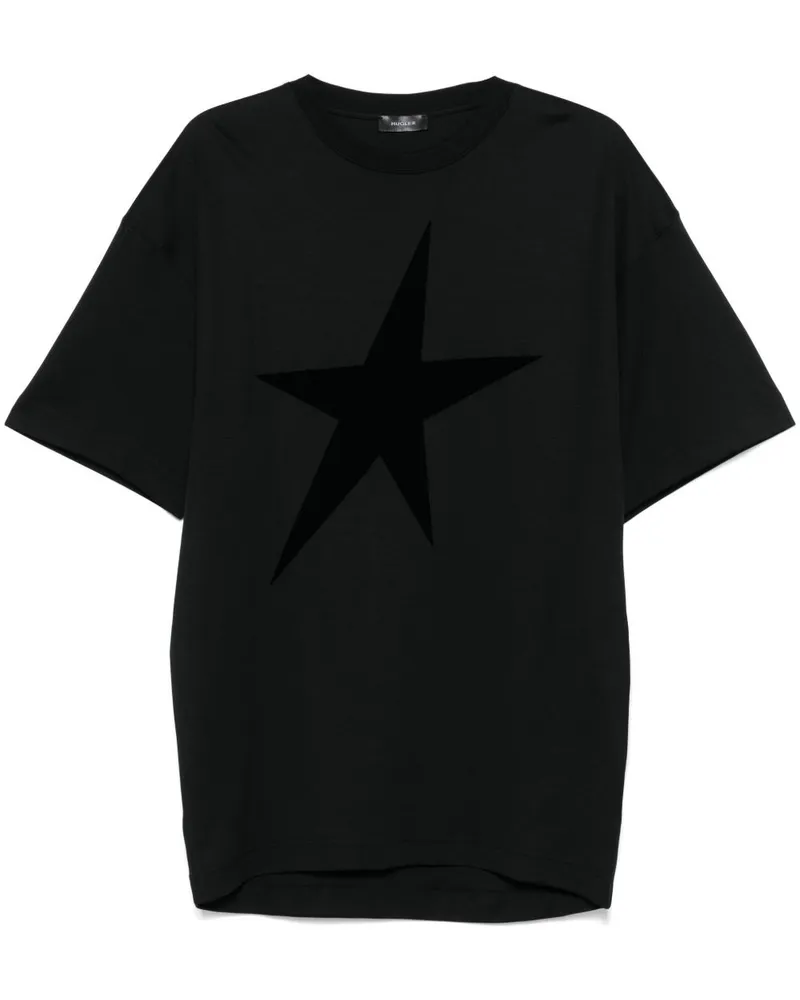Thierry Mugler T-Shirt aus Samtstern - Schwarz Schwarz