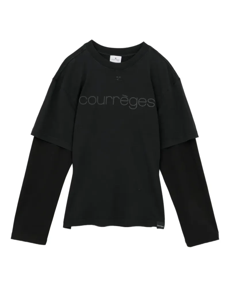 Courrèges logo-print layered T-shirt - Schwarz Schwarz