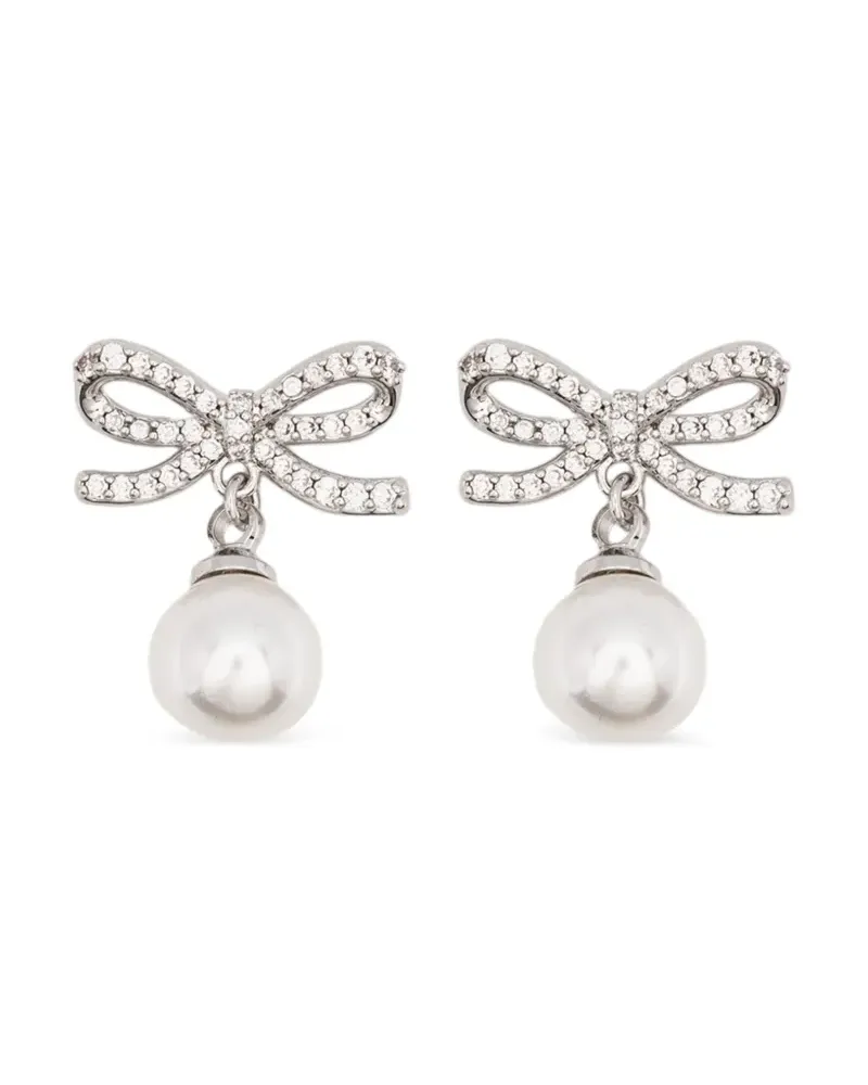 Self-Portrait bow drop earrings - Silber Silber