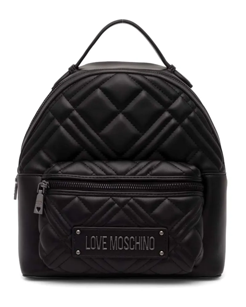 Moschino Gesteppter Rucksack mit Logo - Schwarz Schwarz
