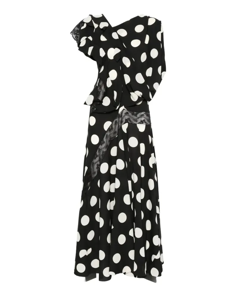 Junya Watanabe Gepunktetes Maxikleid - Schwarz Schwarz