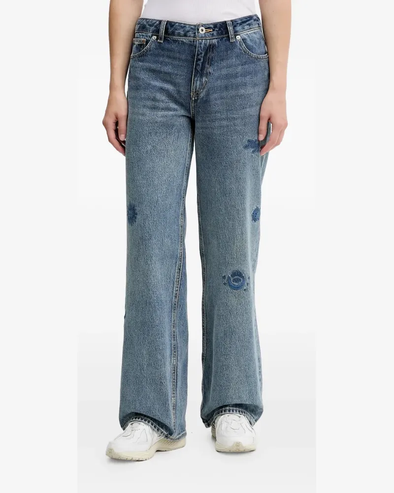 HUGO BOSS floral-embroidered jeans - Blau Blau