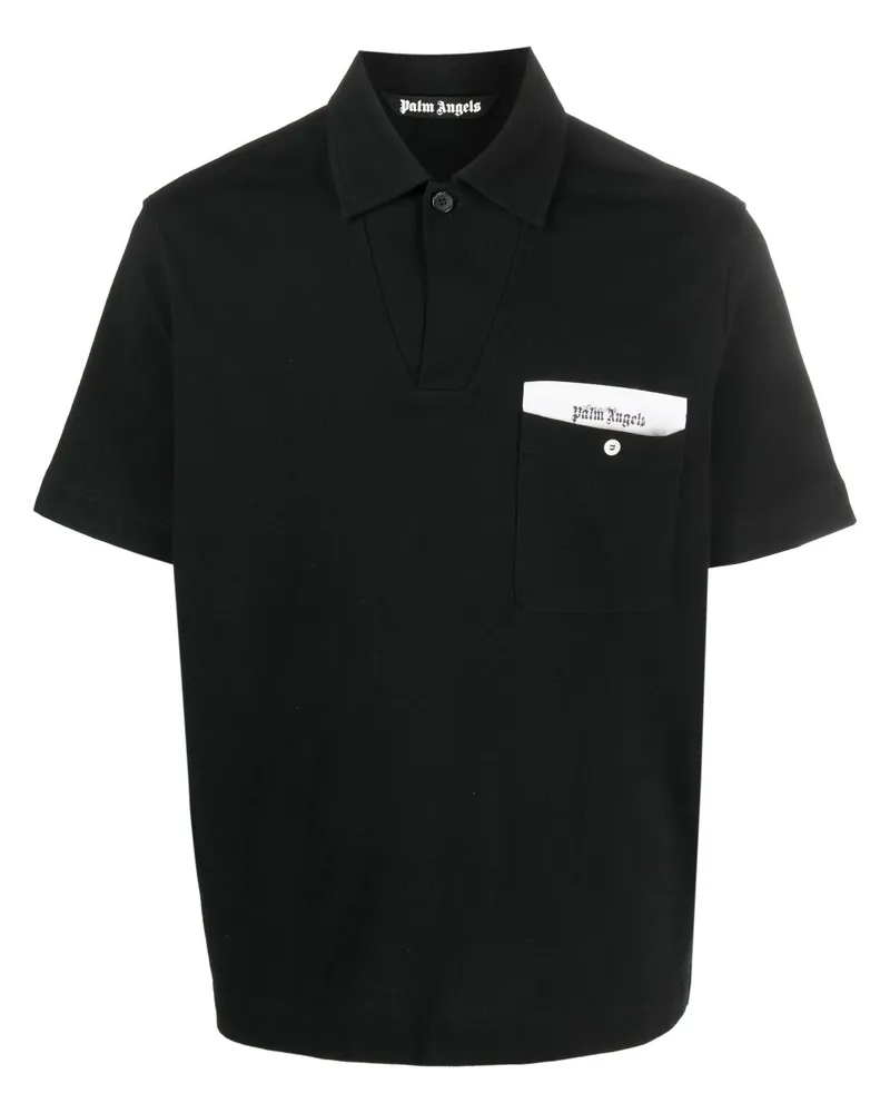 Palm Angels Poloshirt mit Sartorial Tape - Schwarz Schwarz