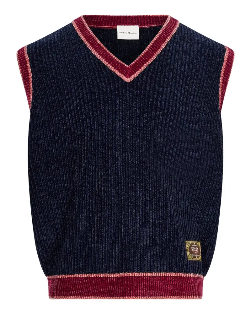 Drôle de Monsieur contrast-trim V-neck vest - Blau Blau