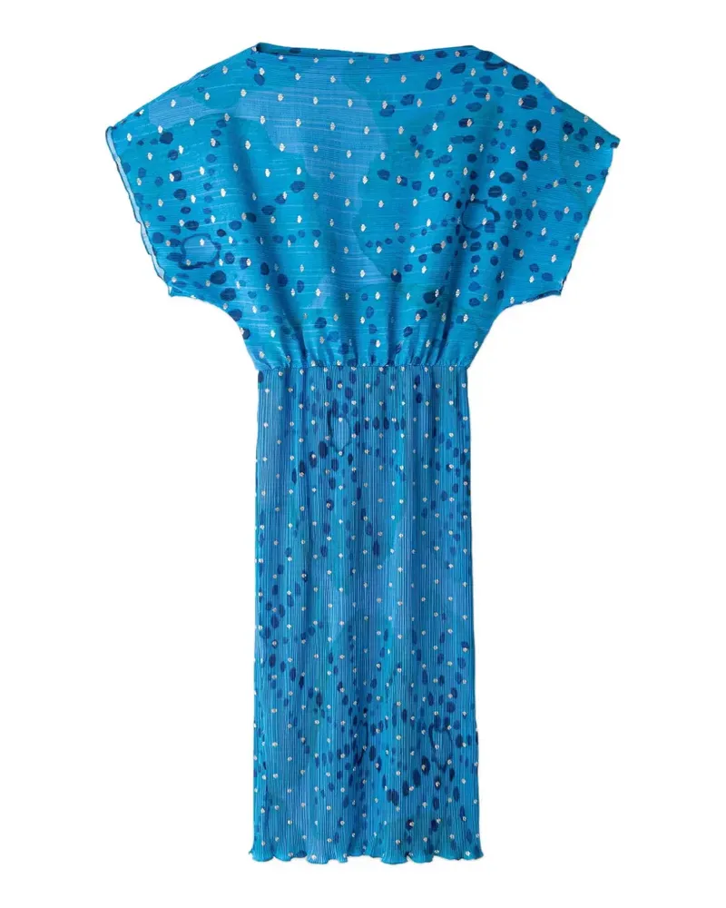 Never Fully Dressed plissé polka-dot midi dress - Blau Blau
