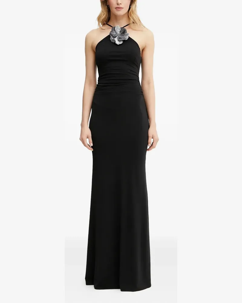 Guess Neckholder-Maxikleid mit Blumendetail - Schwarz Schwarz