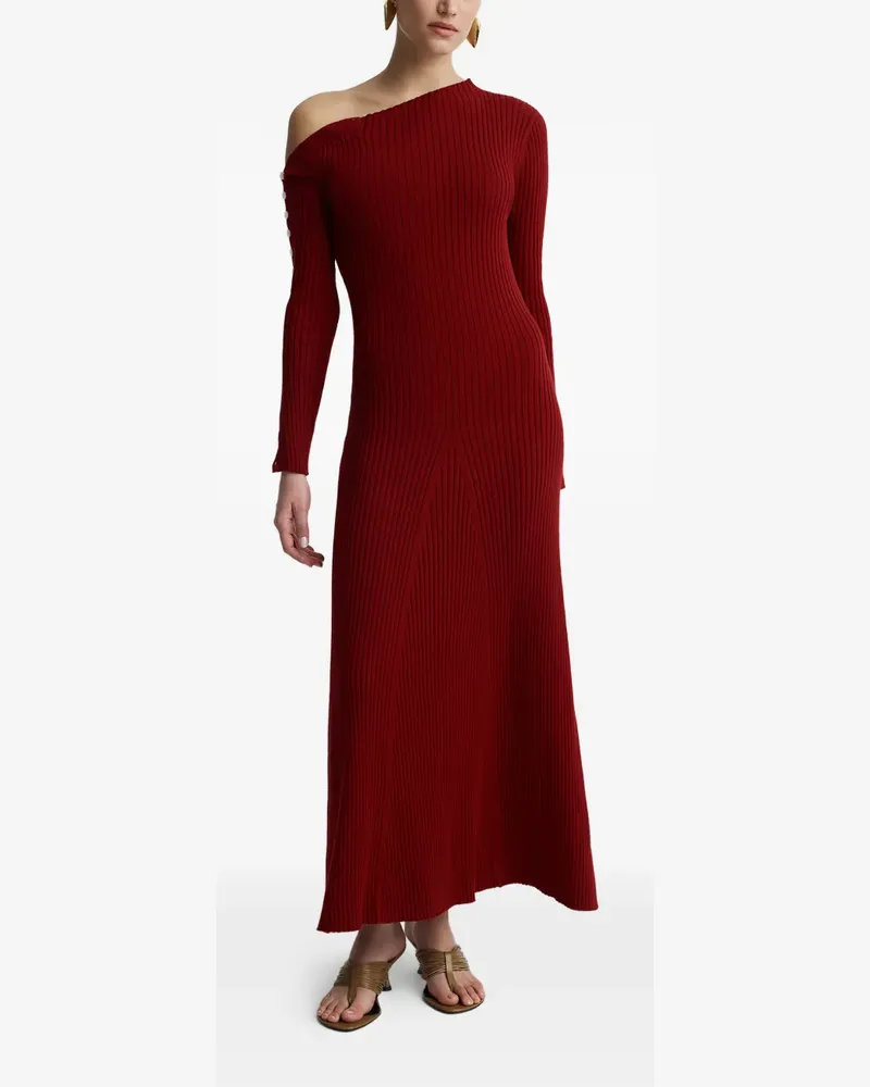 Anna Quan Geknöpftes Noah One-Shoulder-Kleid - Rot Rot