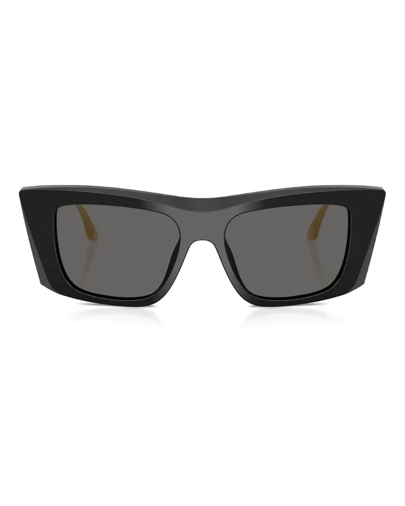 Dolce & Gabbana Eckige Sonnenbrille mit Logo - Schwarz Schwarz