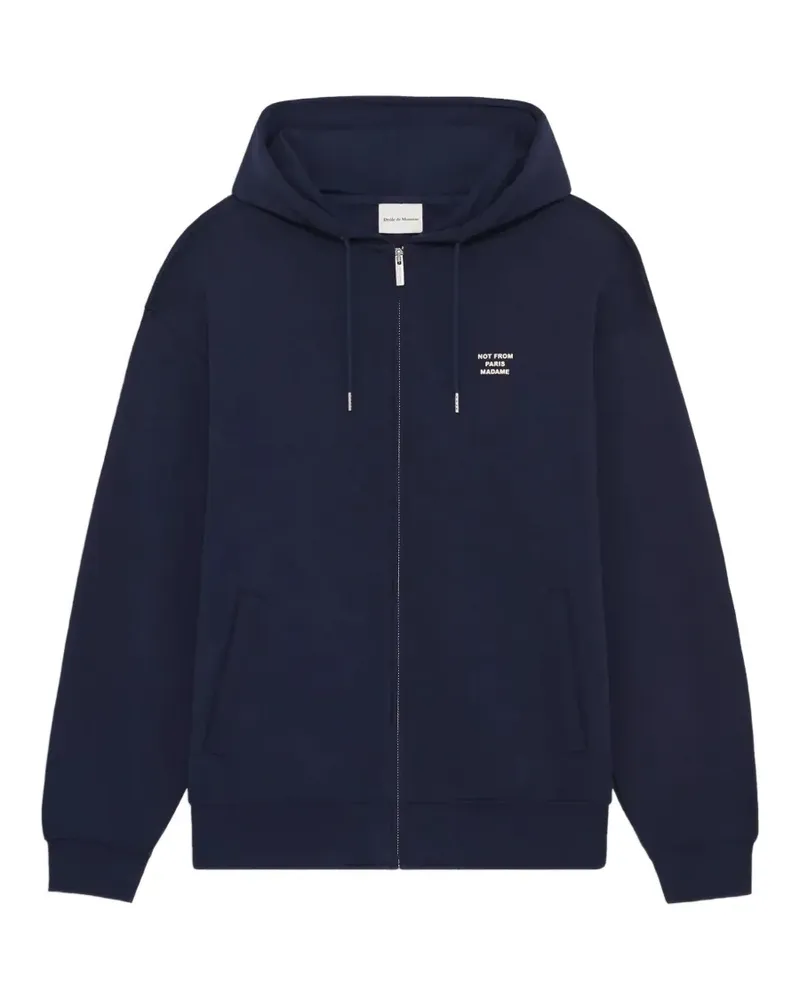 Drôle de Monsieur logo-print zip-up hoodie - Blau Blau