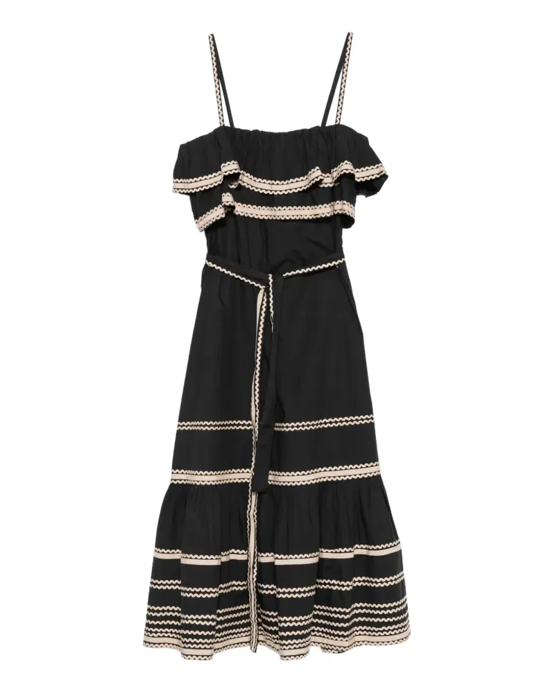 Ulla Johnson Gerüschtes Lucian Midikleid - Schwarz Schwarz