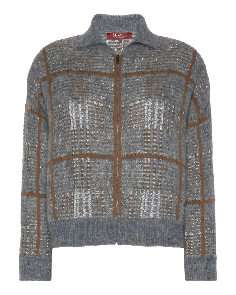 Max Mara Cardigan aus Jacquard, Wolle, Mohär und Kaschmir - Mittelgrau Grau