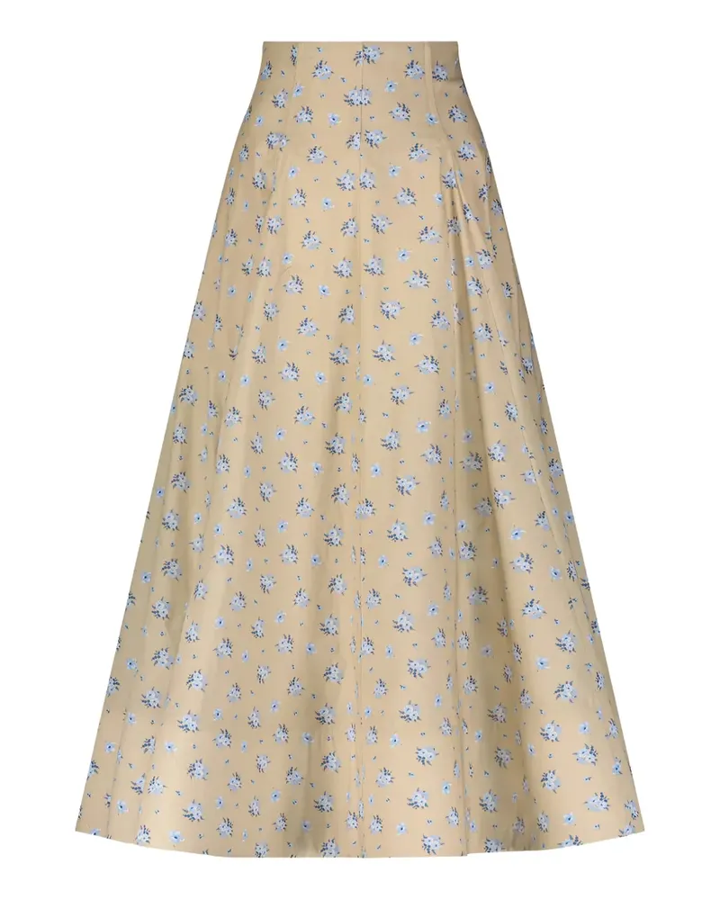 Lela Rose floral-print midi skirt - Nude Nude