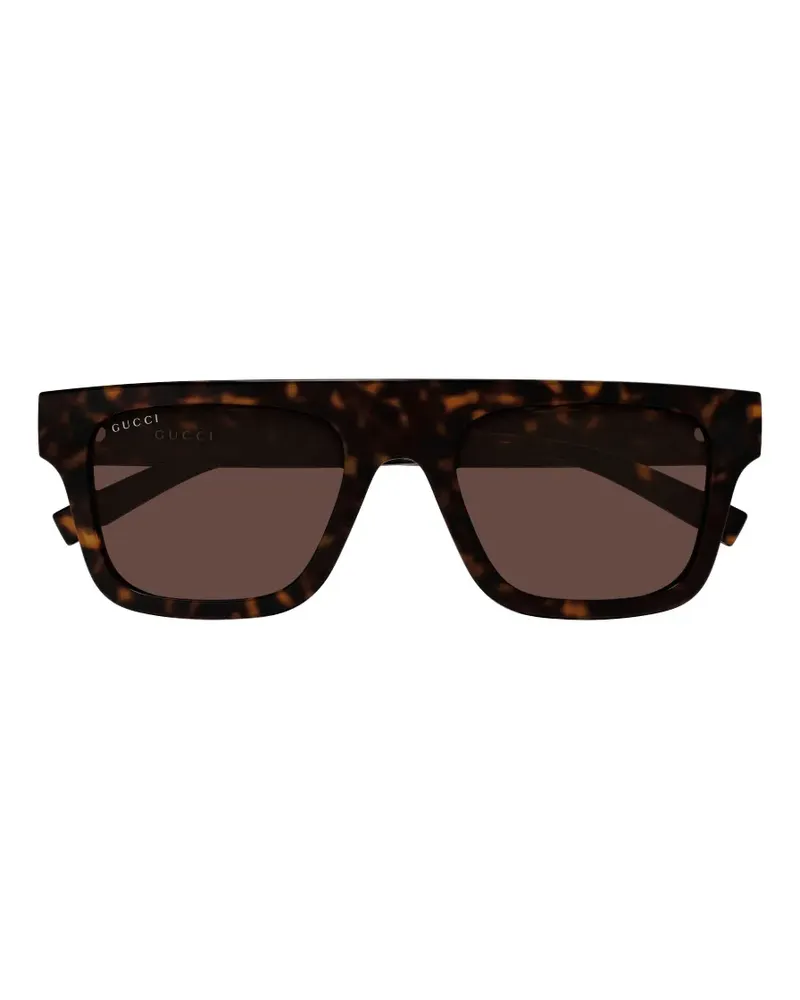 Gucci Eckige Sonnenbrille in Schildpattoptik - Braun Braun