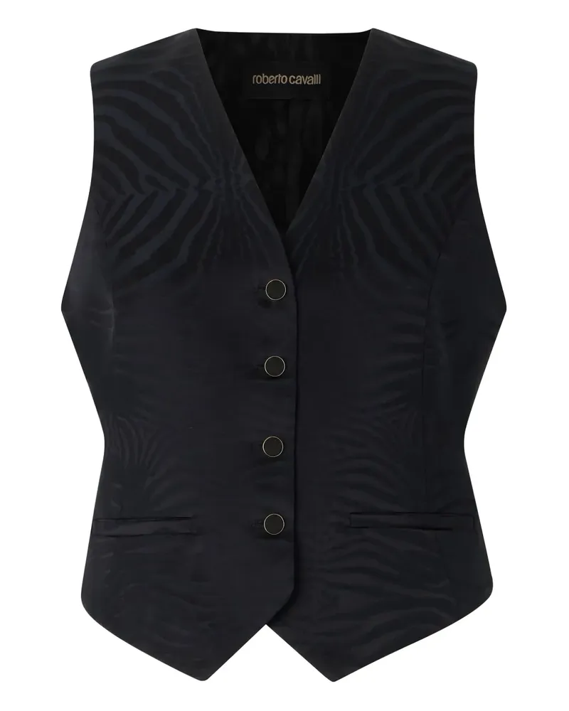 Roberto Cavalli Weste mit Tigermuster - Schwarz Schwarz