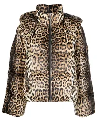 Roberto Cavalli Gefütterte Jacke mit Leoparden-Print Nude