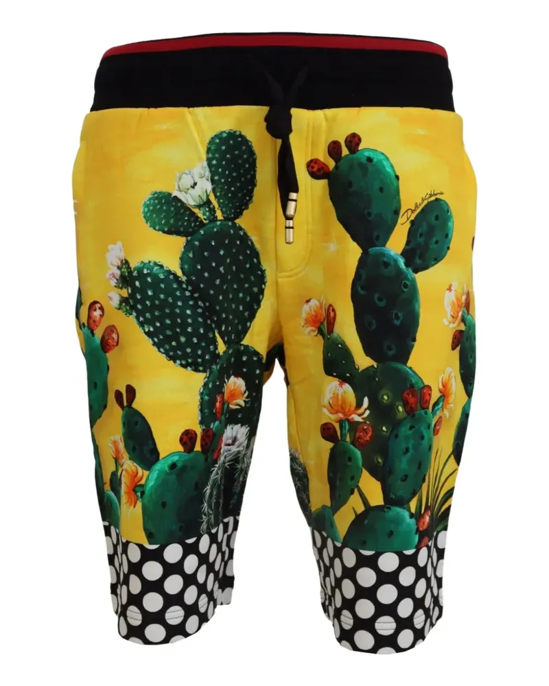 Dolce & Gabbana Polka-Dot-Shorts mit Kaktus-Print - Gelb Gelb
