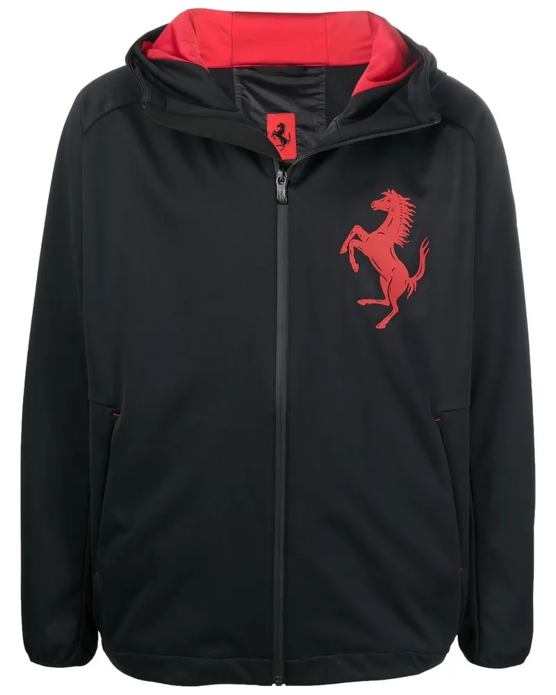 Ferrari Kapuzenjacke mit Logo-Print Schwarz