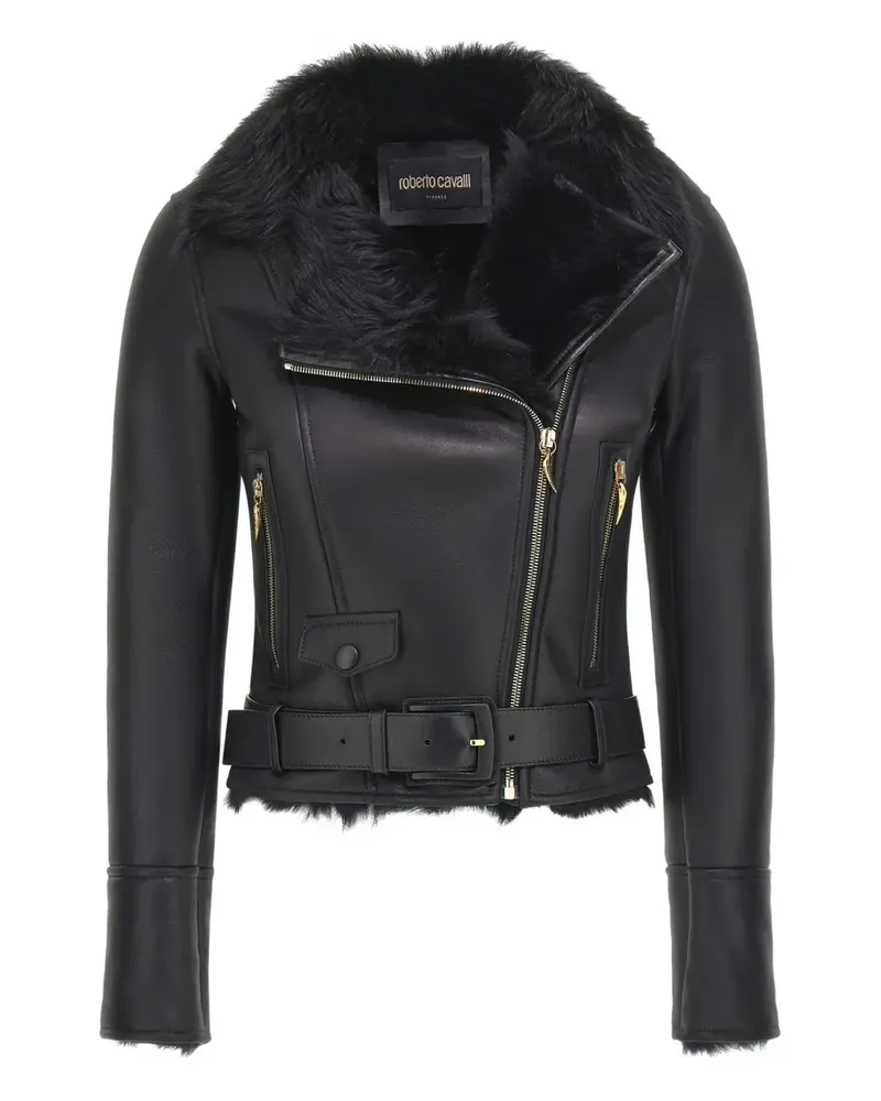Roberto Cavalli shearling leather jacket - Schwarz Schwarz