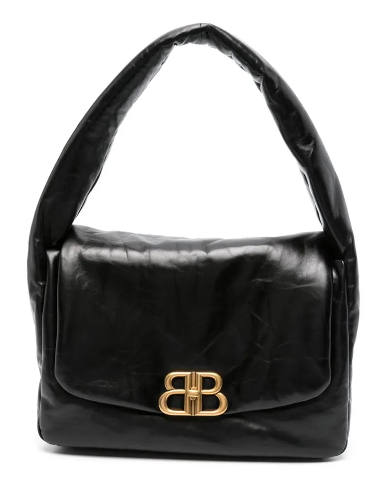 Balenciaga Mittelgroße Monaco Schultertasche - Schwarz Schwarz