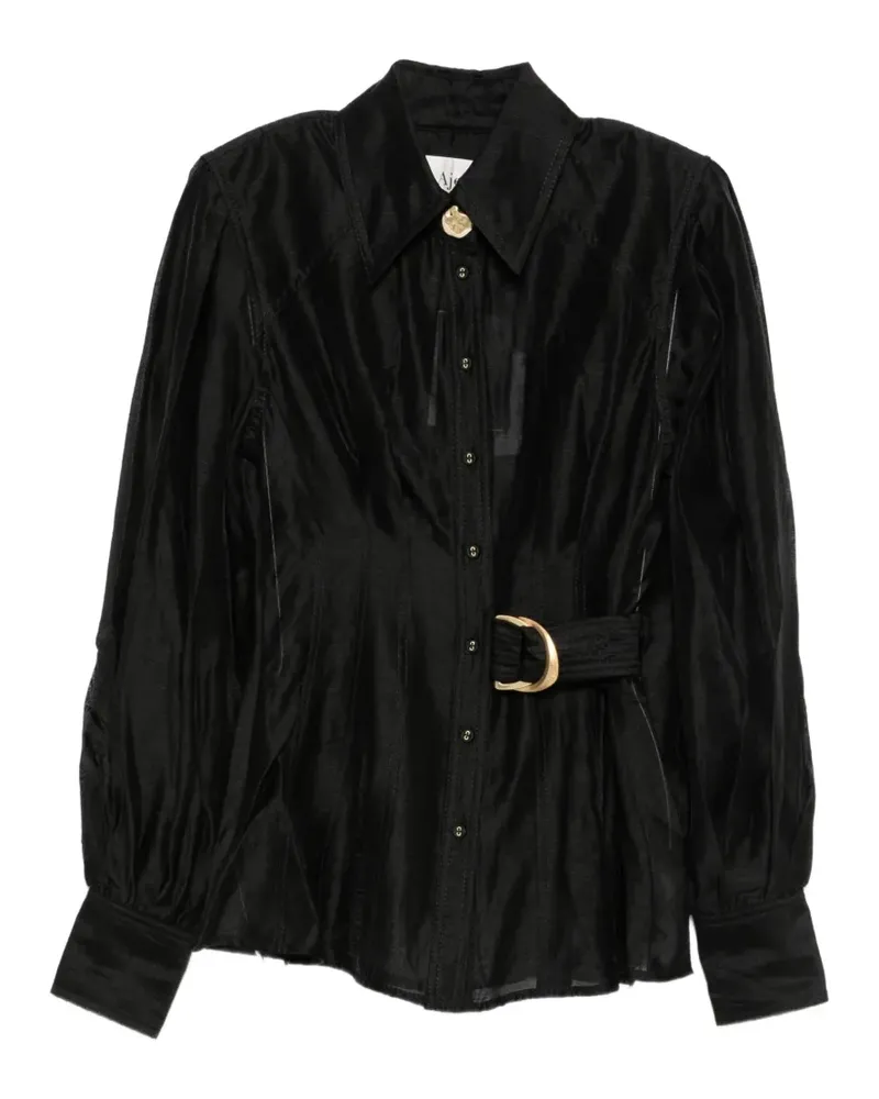 Aje. Rosanna belted puff-sleeve shirt - Schwarz Schwarz