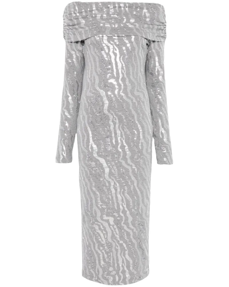 ROTATE Birger Christensen Midikleid mit Pailletten - Grau Grau
