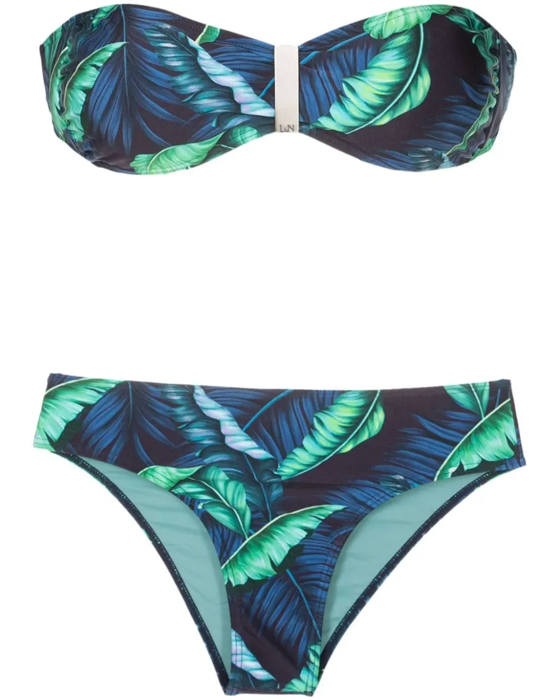 Lygia & Nanny Ester Bikini mit Blatt-Print - Blau Blau