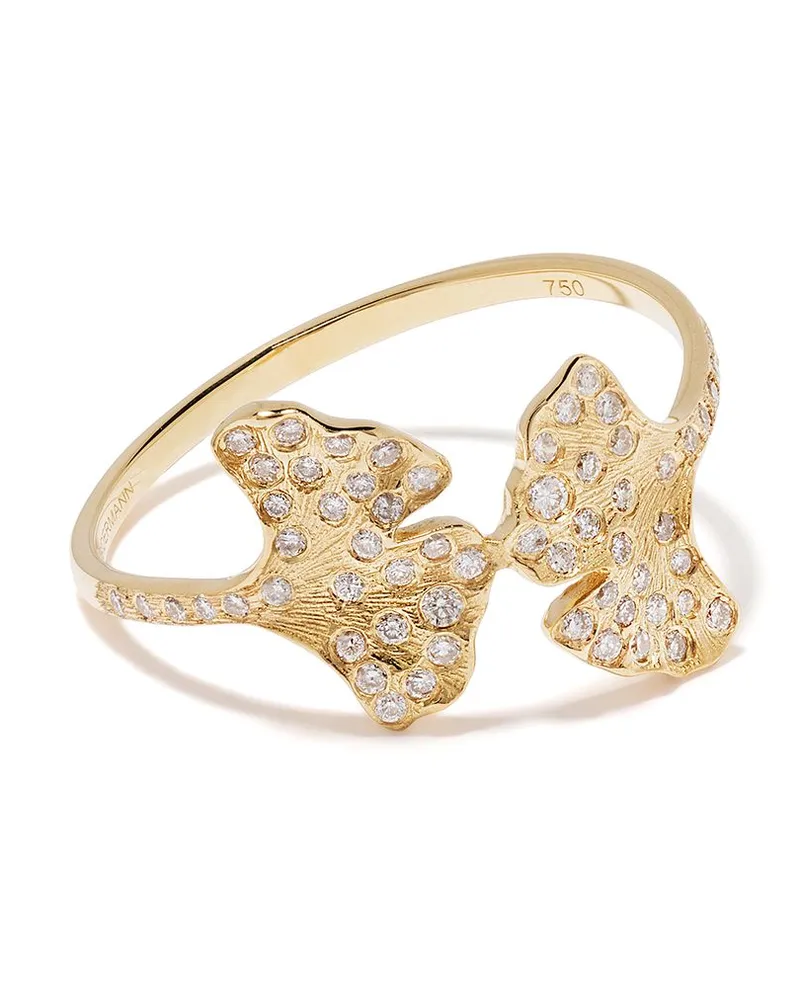 Aurélie Bidermann 18kt 'Ginkgo' Gelbgoldring mit Diamanten Gold