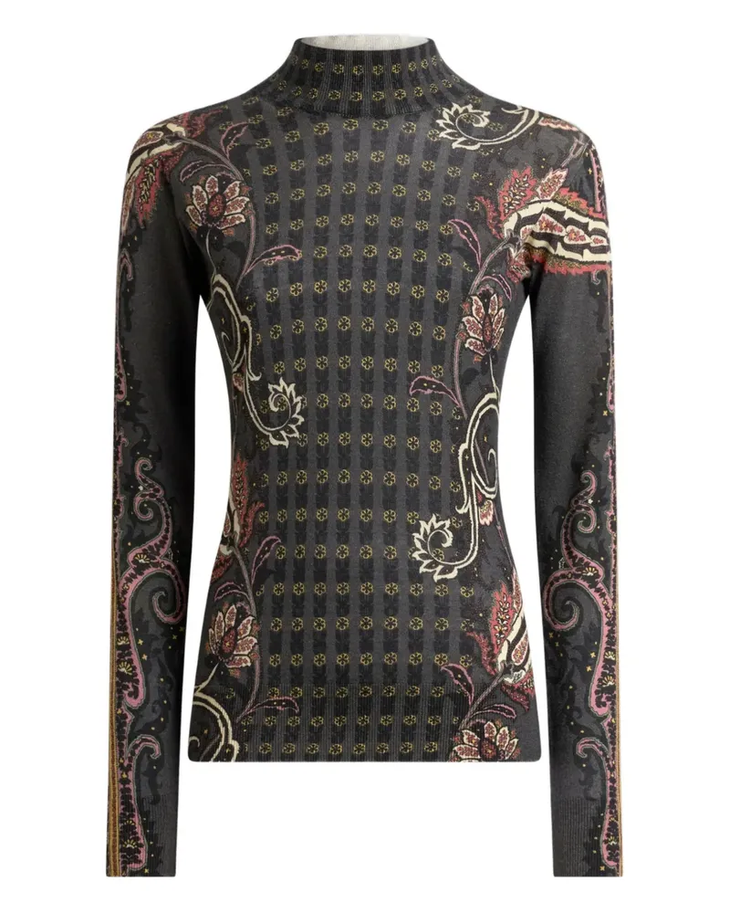 Etro Rollkragenoberteil mit Paisley-Motiv - Schwarz Schwarz