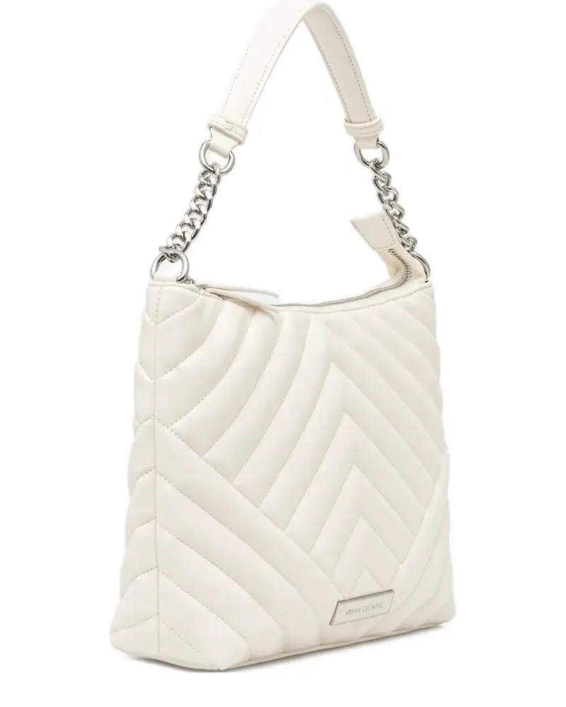 Armani Exchange Mittelgroße Schultertasche mit Steppung - Weiß Weiß