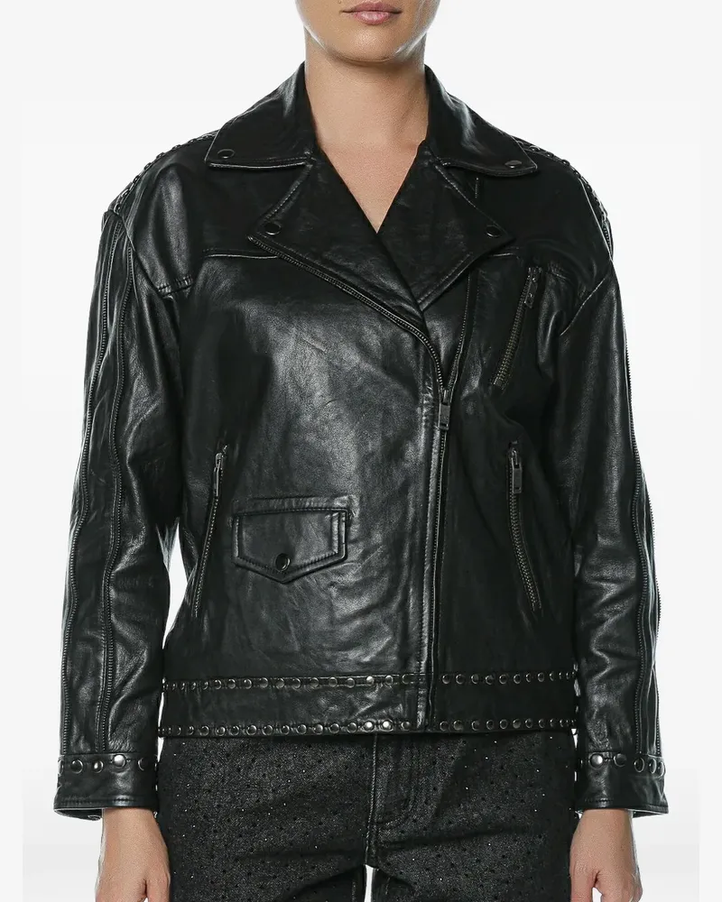 One Teaspoon Bikerjacke mit Nieten - Schwarz Schwarz