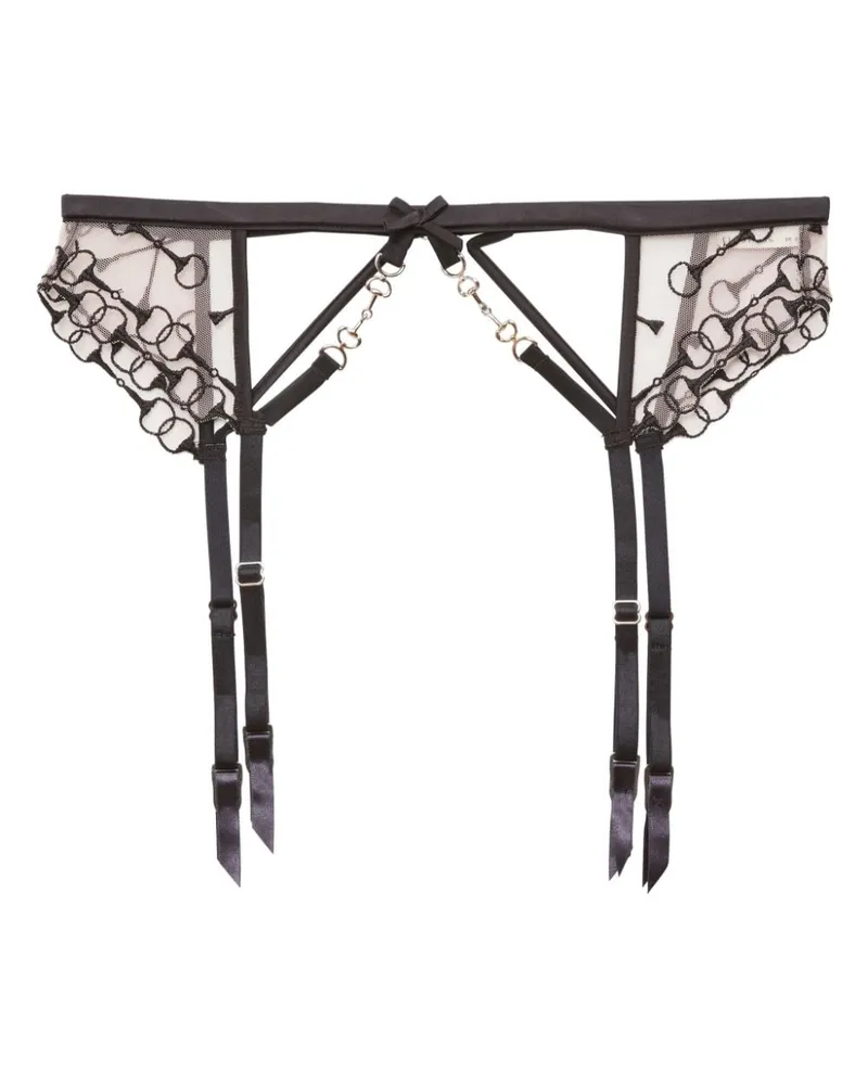 Fleur Du Mal Strumpfhalter mit Stickerei - Schwarz Schwarz