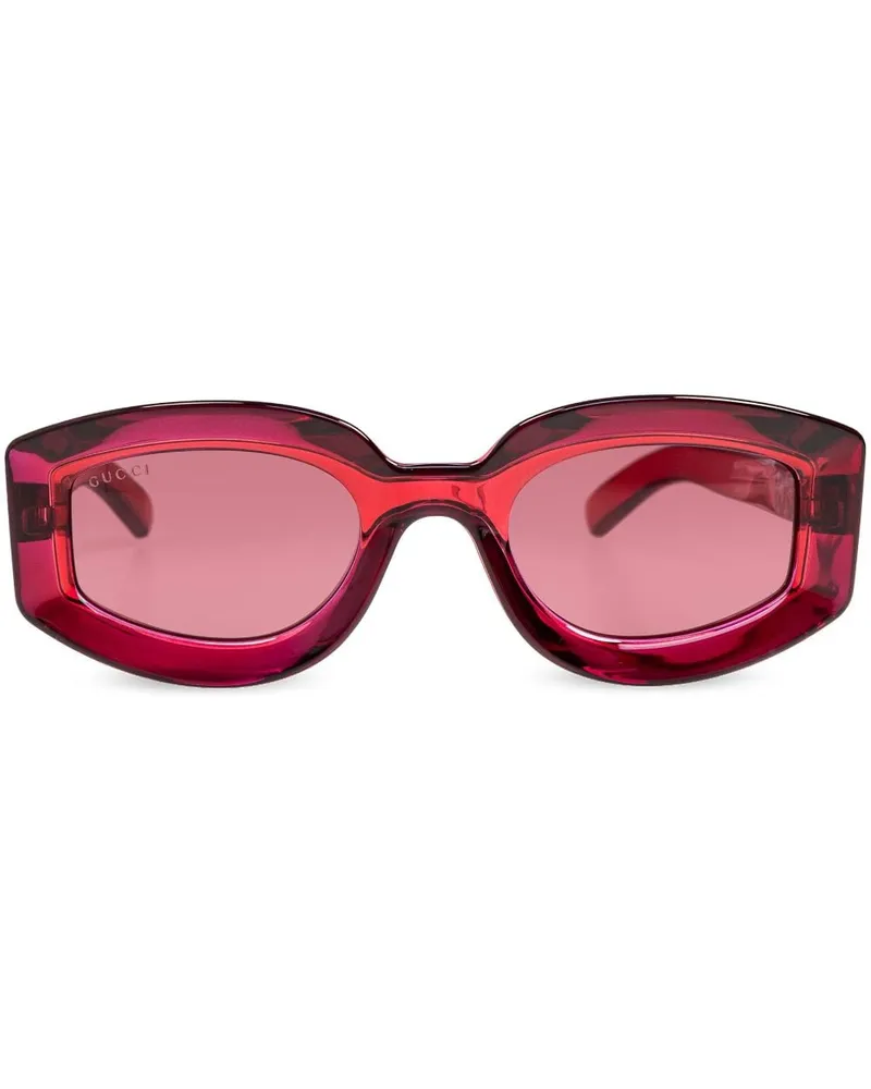 Gucci Sonnenbrille mit geometrischem Gestell Rot