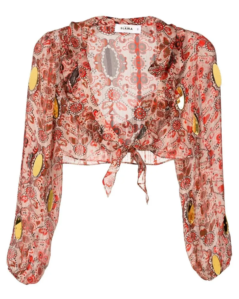 Amir Slama Cropped-Bluse mit Blumen-Print - Mehrfarbig Mehrfarbig