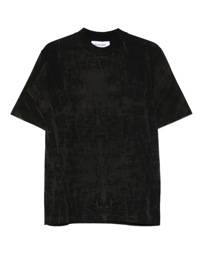 Études Studio T-Shirt mit Riss-Effekt - Schwarz Schwarz