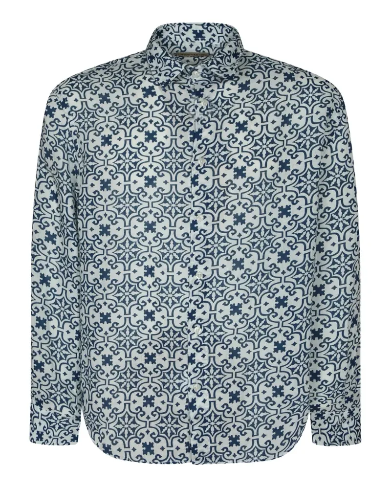 PENINSULA geometric-print long-sleeve shirt - Blau Blau