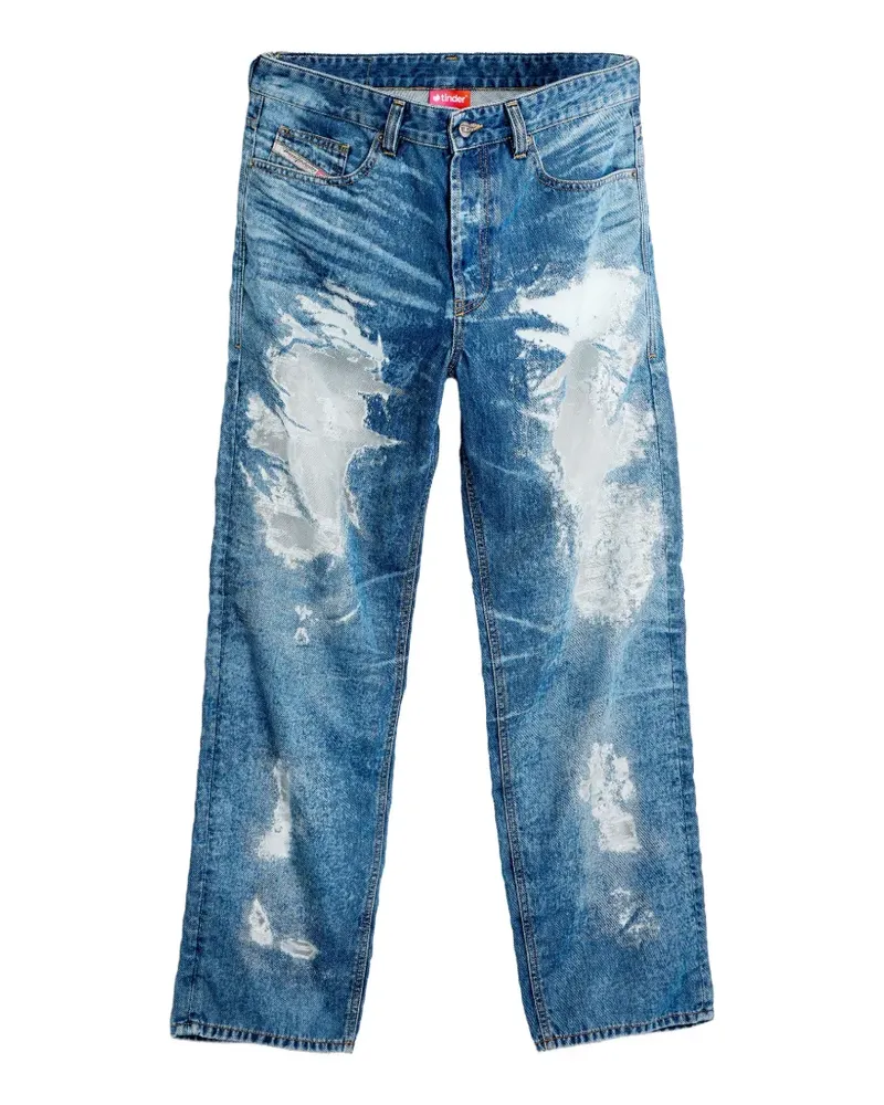 Diesel D-Macs Jeans im Distressed-Look - Blau Blau