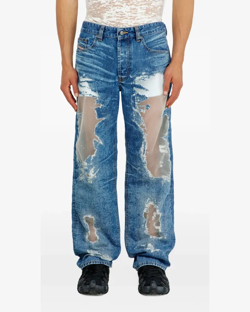 Diesel D-Macs Jeans im Distressed-Look - Blau Blau