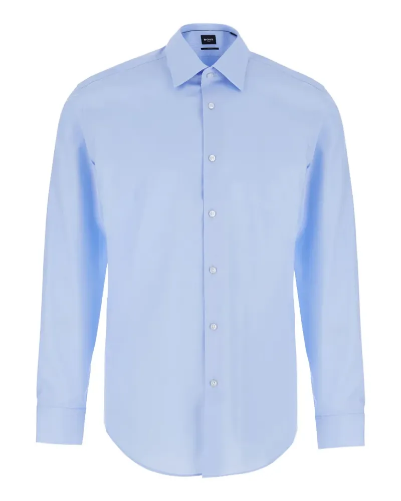 HUGO BOSS Hank One slim-fit dress shirt in wrinkle-free poplin - Blau Blau