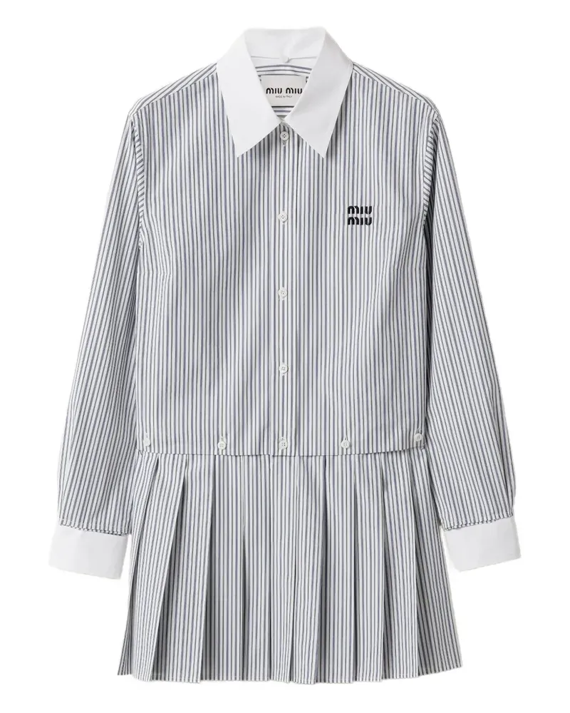 Miu Miu Hemdkleid mit Faltensaum - Weiß Weiß